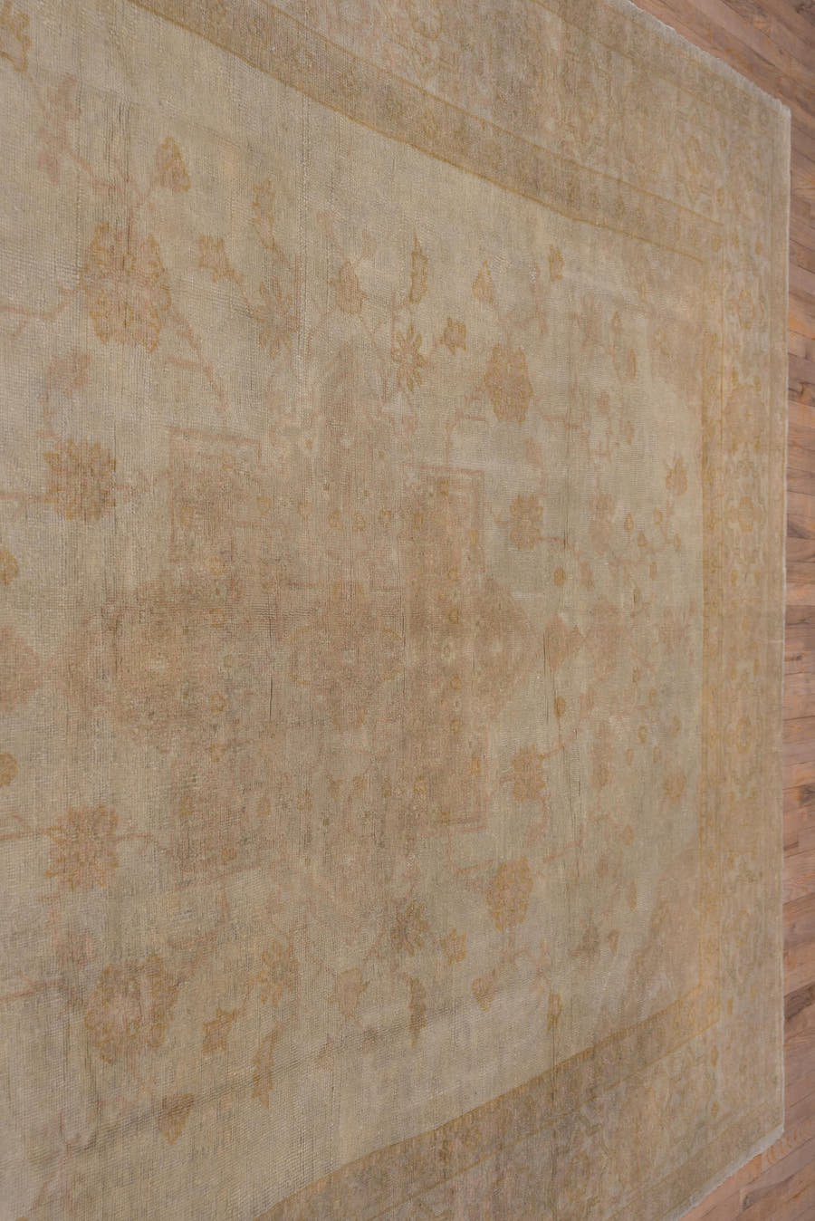 9' x 11' one-of-a-kind handmade vintage Kilim large size rug. Color palette: ivory, taupe, beige, sand, camel, pale gold