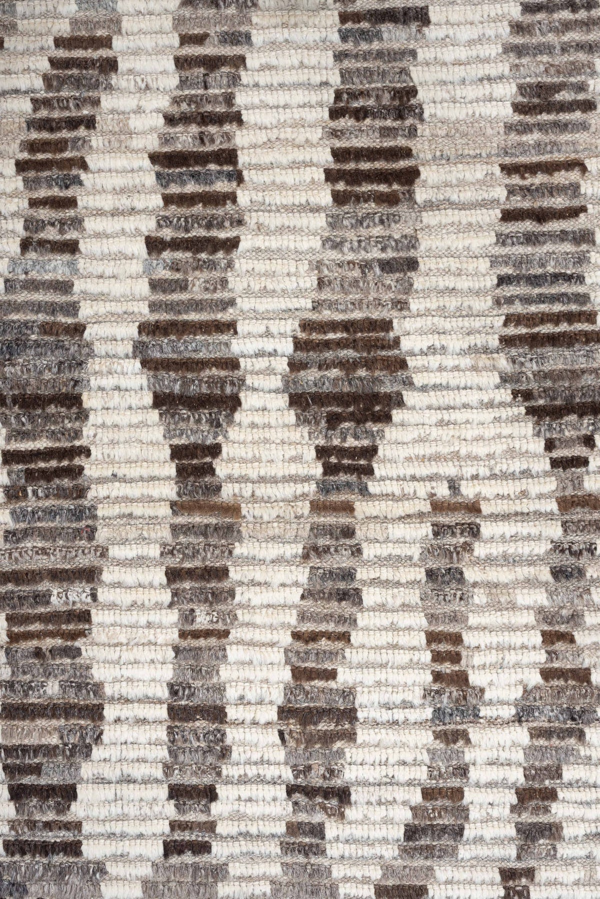 3' x 11' one-of-a-kind handmade vintage Tulu runner rug. Color palette: ivory, taupe, brown, charcoal, gray, cream, beige