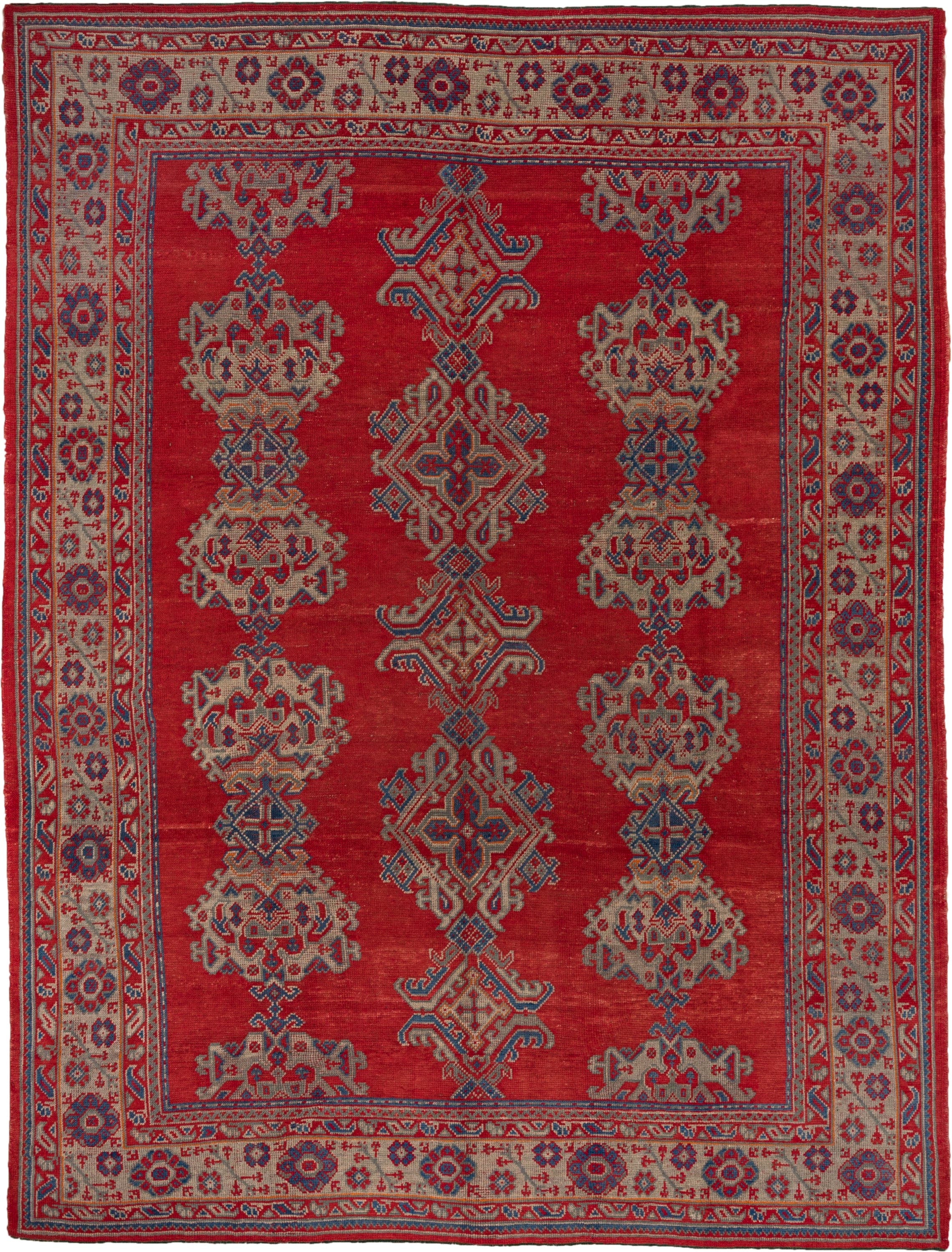 2' x 10' one-of-a-kind handmade vintage Tulu runner rug. Color palette: red, ivory, blue gray, taupe, crimson, gray, blue