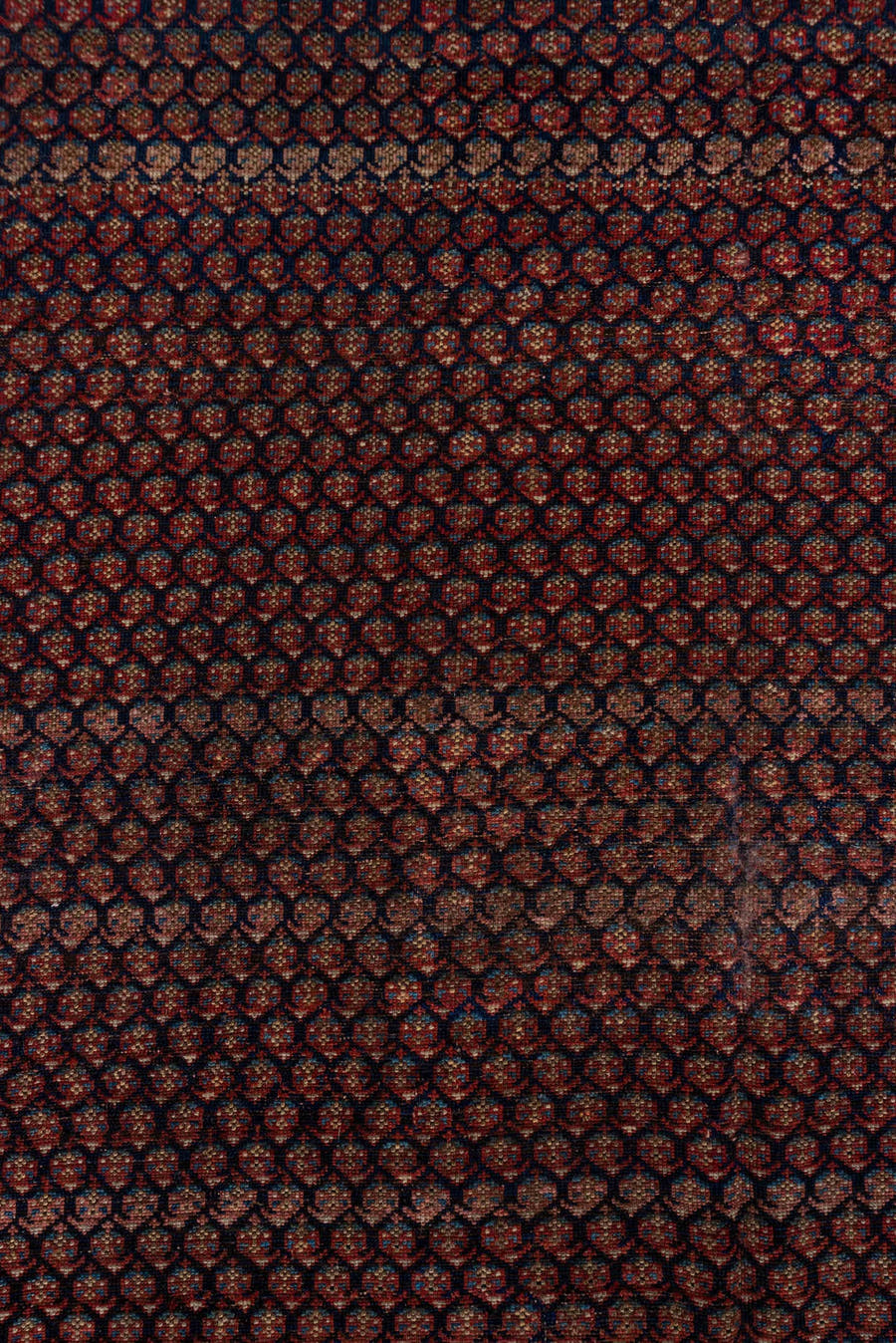 10' x 13' one-of-a-kind handmade vintage Afghan large size rug. Color palette: burgundy, ivory, navy, rust, camel, taupe