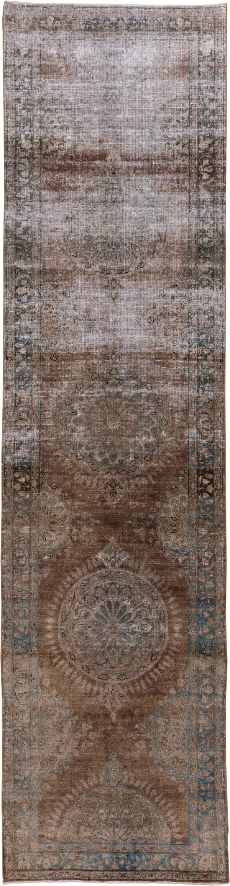 8' x 12' one-of-a-kind handmade vintage Kilim large size rug. Color palette: taupe, brown, pale blue, ivory, camel, slate