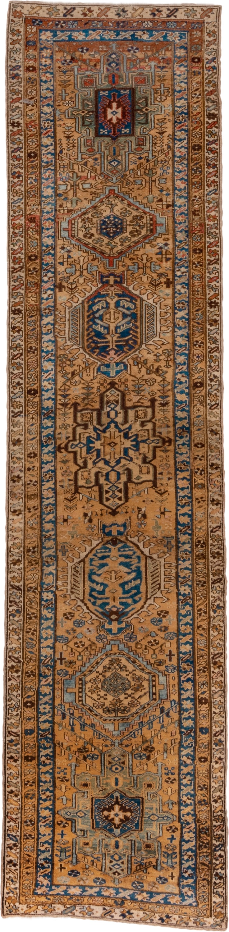 13' x 15' one-of-a-kind handmade vintage Afghan oversize rug. Color palette: camel, indigo, ivory, taupe, slate, sienna