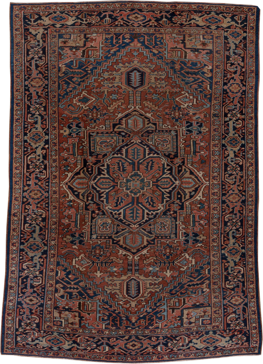 2' x 11' one-of-a-kind handmade vintage Tulu runner rug. Color palette: terracotta, navy, ivory, camel, slate blue, rust