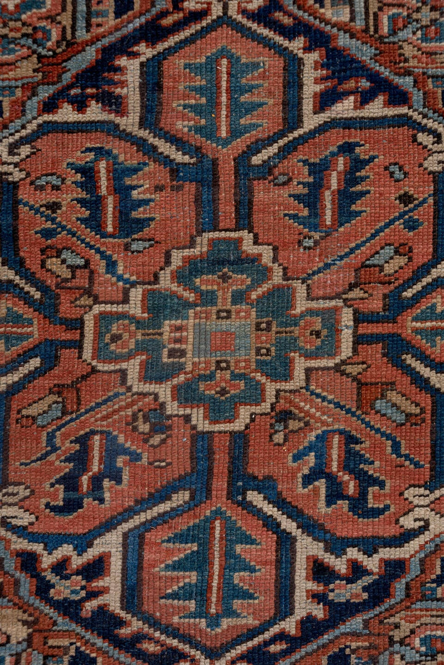 2' x 11' one-of-a-kind handmade vintage Tulu runner rug. Color palette: terracotta, navy, ivory, camel, slate blue, rust