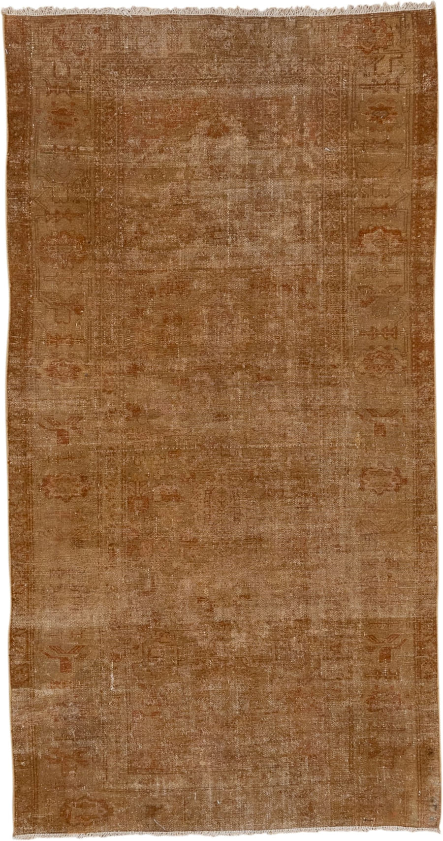 7' x 10' one-of-a-kind handmade vintage Tulu large size rug. Color palette: camel, terra cotta, taupe, sienna, tan, rust