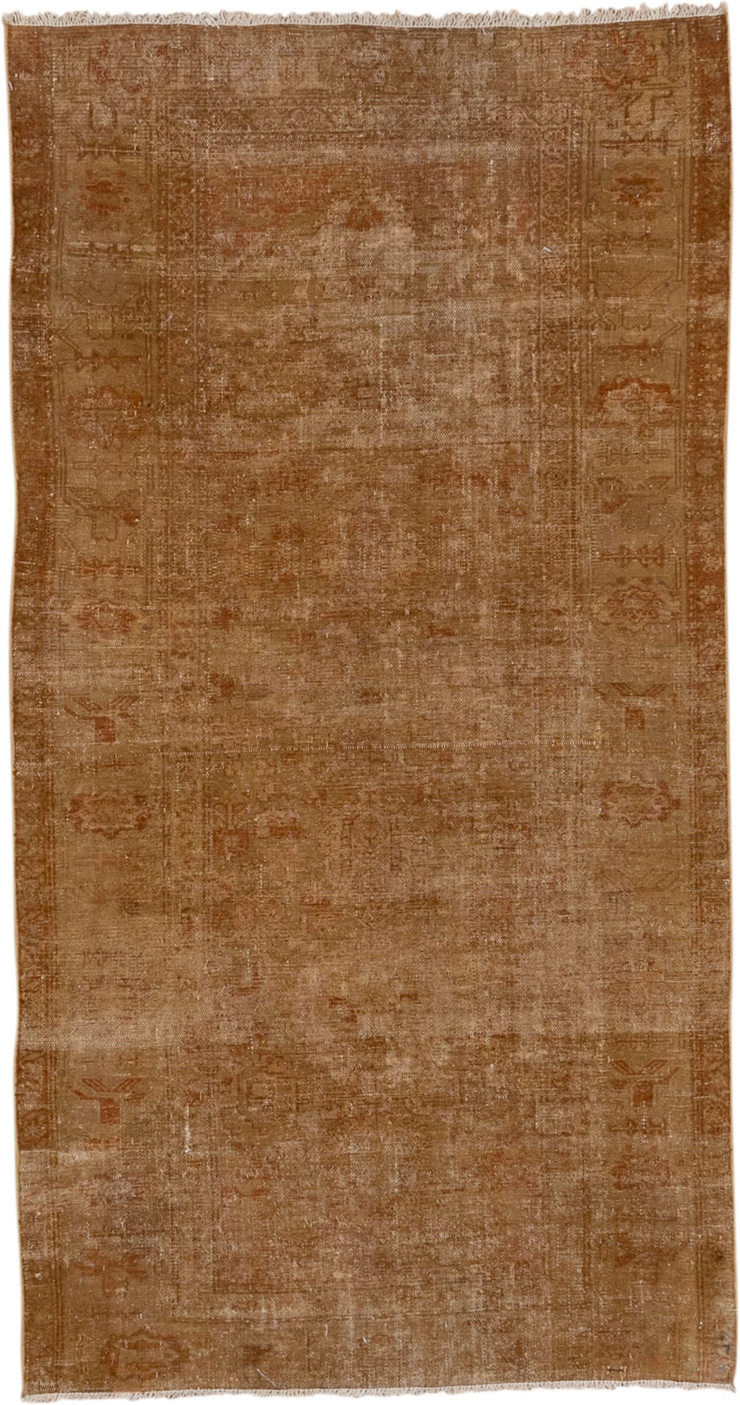 7' x 10' one-of-a-kind handmade vintage Tulu large size rug. Color palette: camel, terra cotta, taupe, sienna, tan, rust