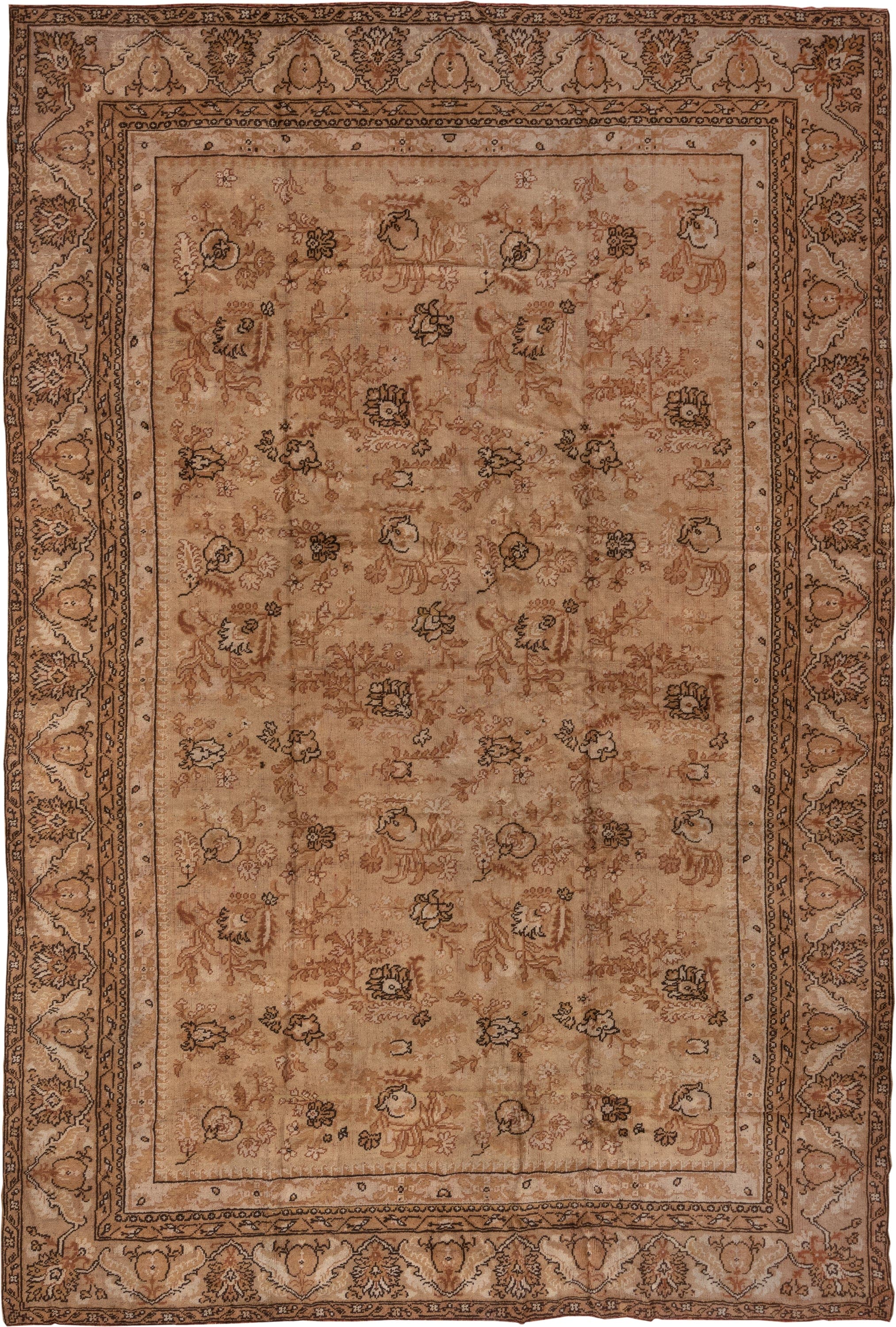 4' x 12' one-of-a-kind handmade vintage Tulu runner rug. Color palette: camel, taupe, ivory, sienna, brown, sand, beige