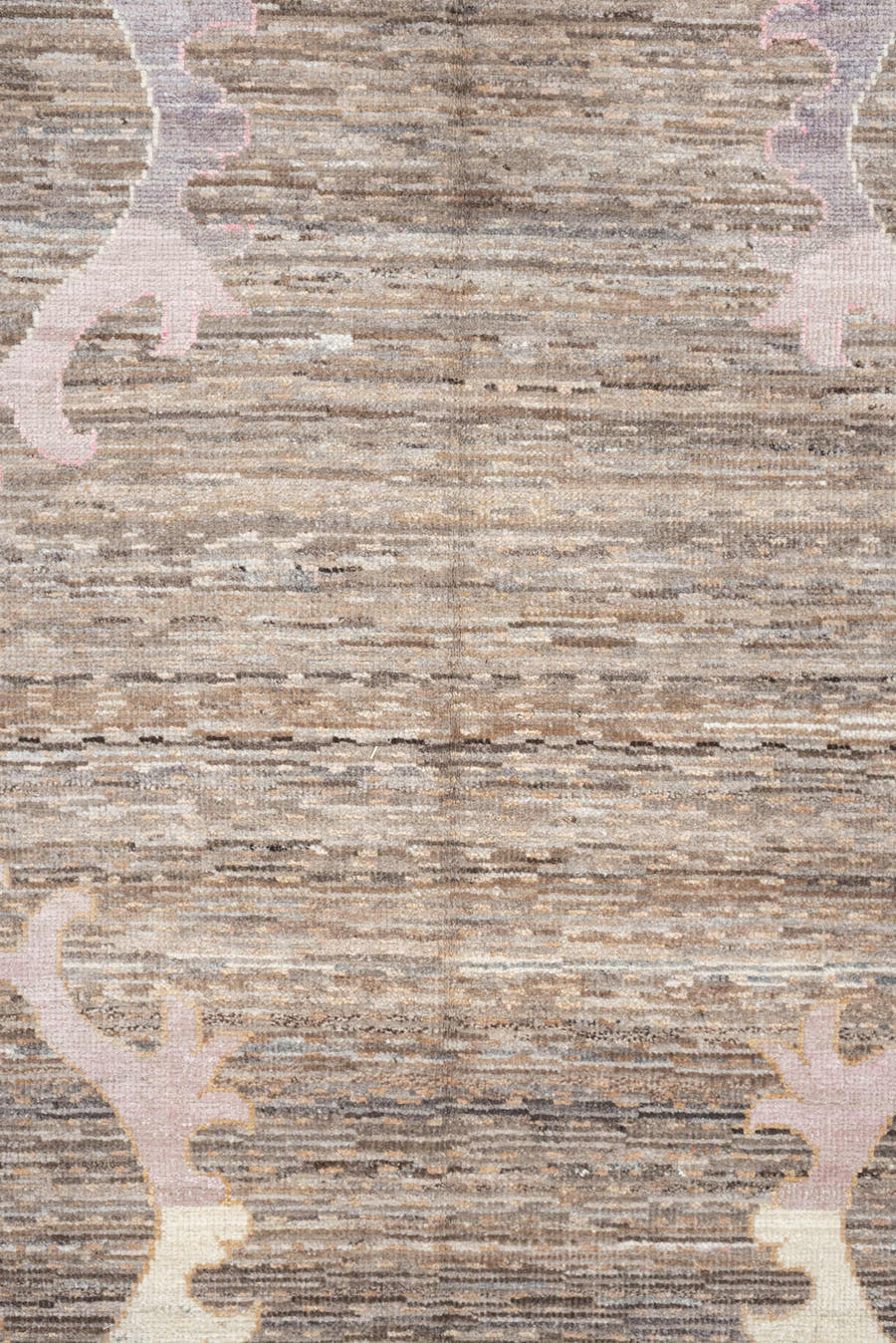 8' x 12' one-of-a-kind handmade vintage Oushak large size rug. Color palette: taupe, ivory, blush pink, lavender, brown