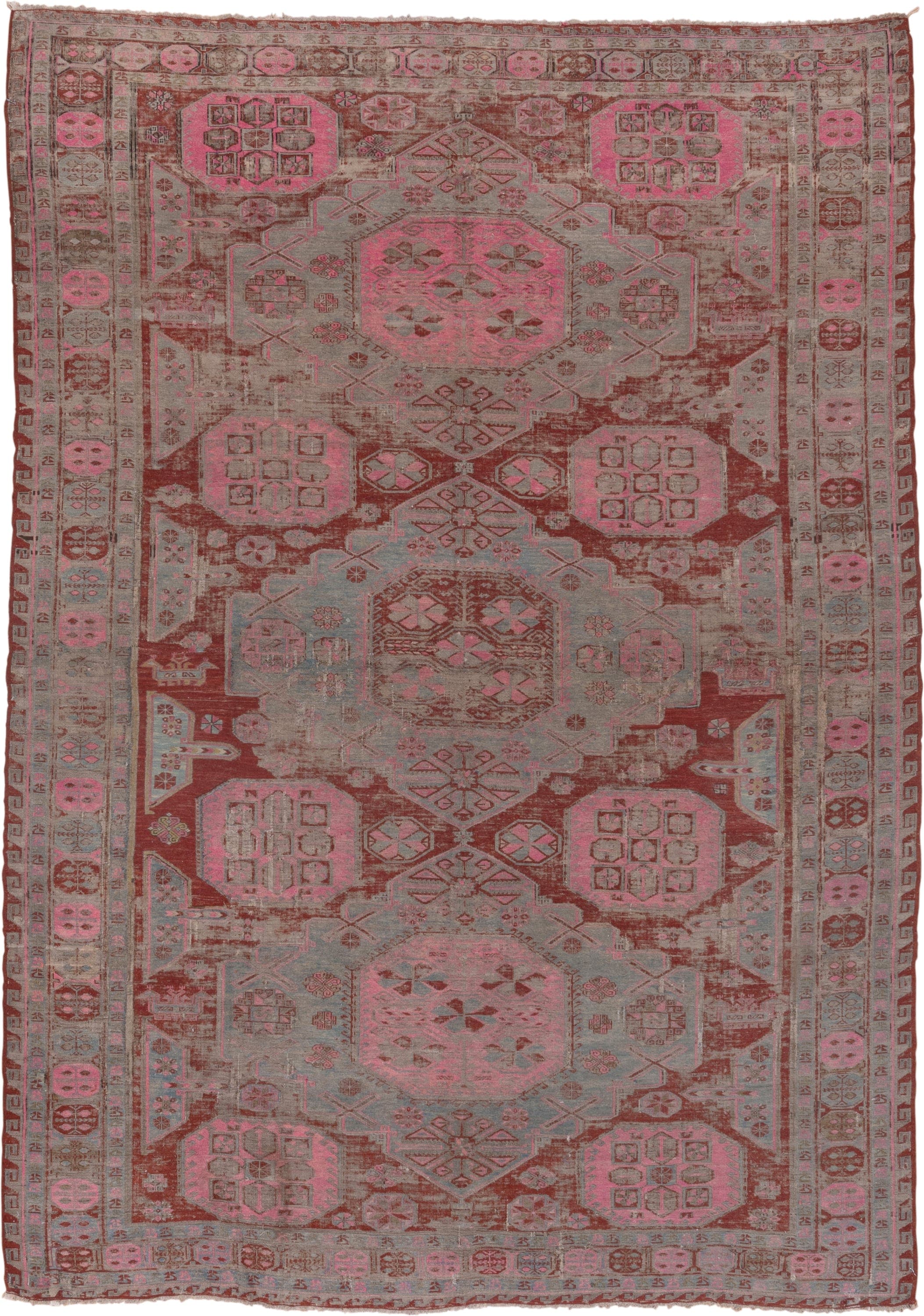 11' x 15' one-of-a-kind handmade vintage Kilim oversize rug. Color palette: rose, brick red, taupe, dusty pink, brown