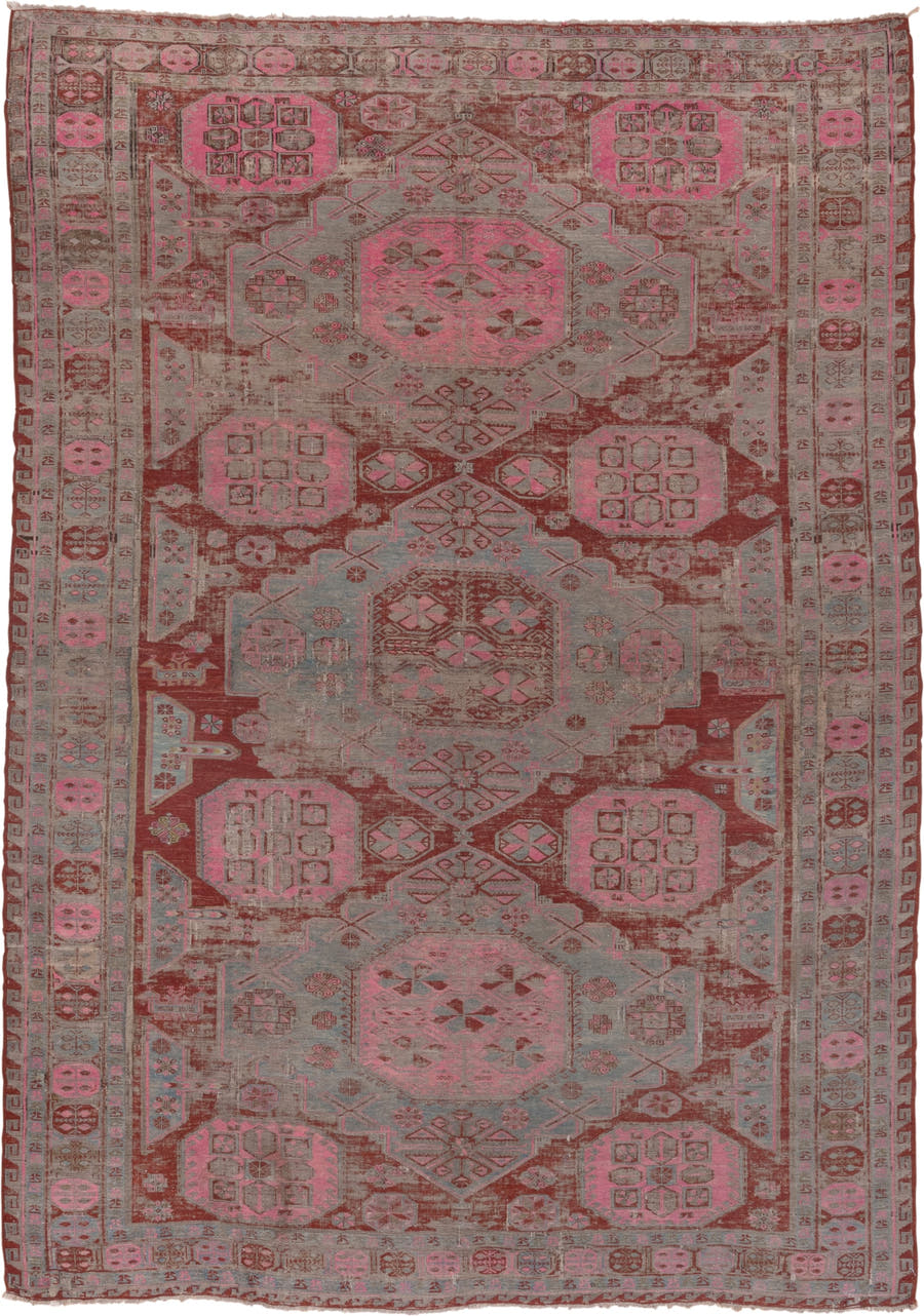 11' x 15' one-of-a-kind handmade vintage Kilim oversize rug. Color palette: rose, brick red, taupe, dusty pink, brown