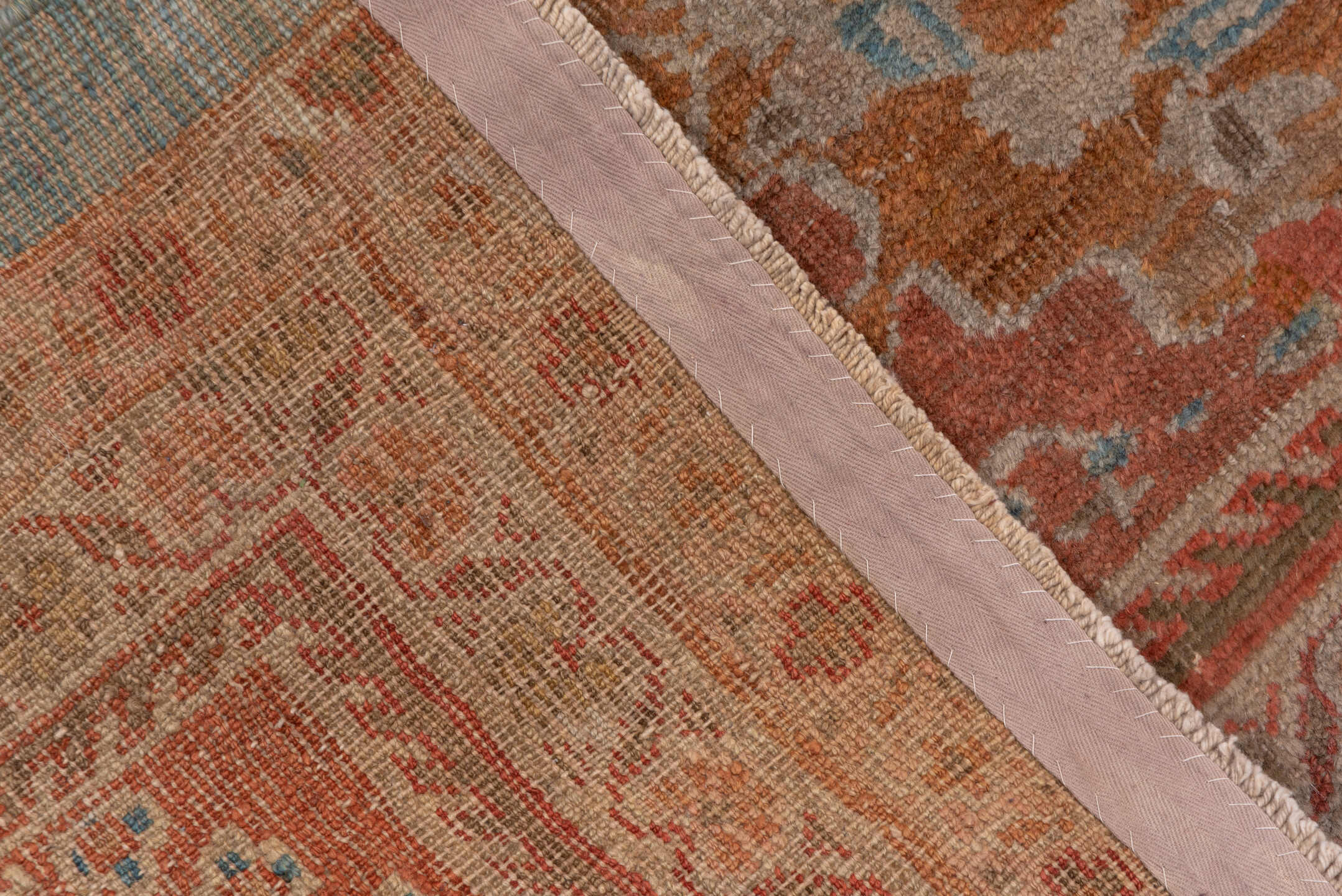 11' x 13' one-of-a-kind handmade antique Sultanabad oversize rug. Color palette: sky blue, terra cotta, ivory, beige, rust