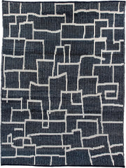 7' x 10' one-of-a-kind handmade vintage Tulu large size rug. Color palette: navy, ivory, blue