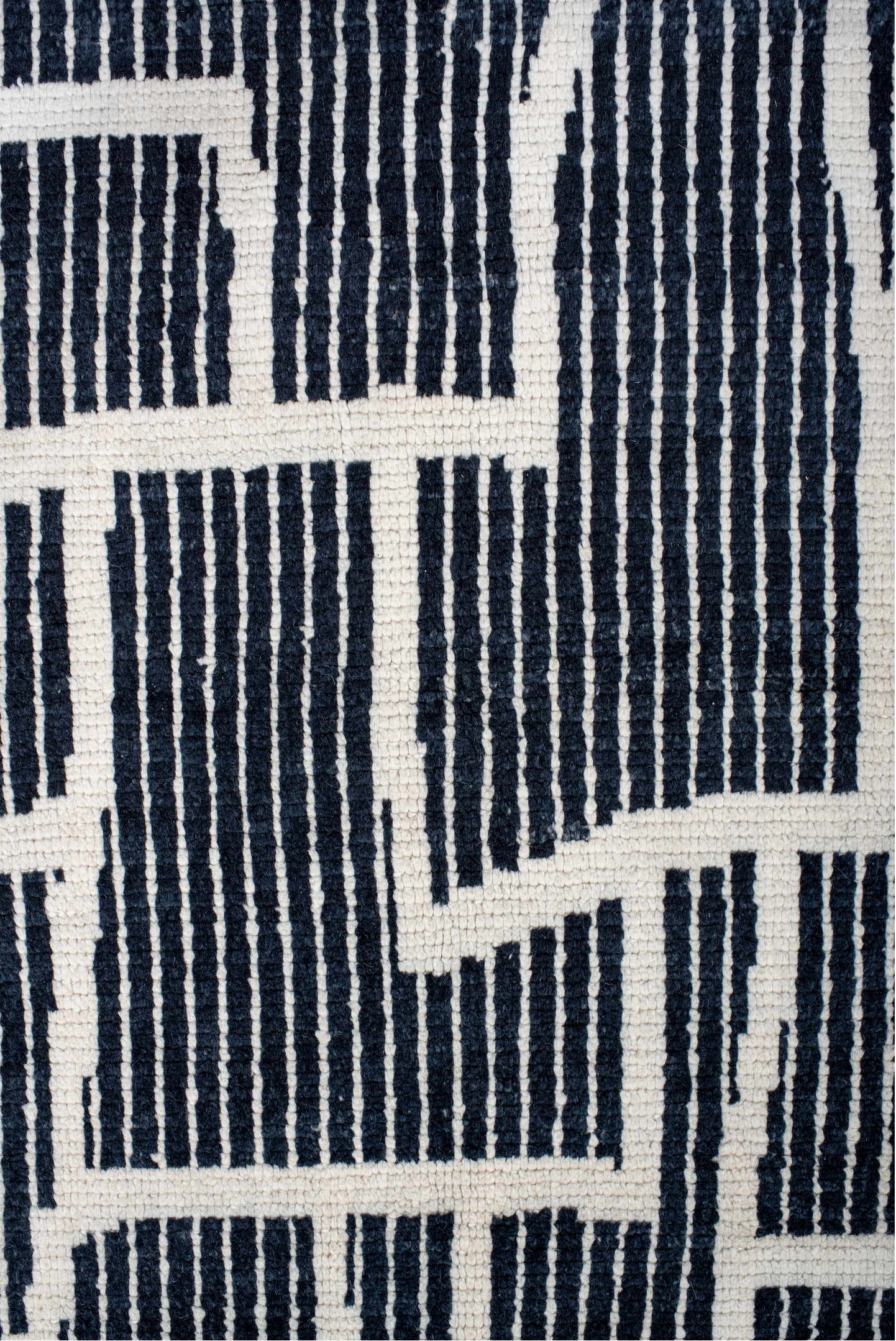7' x 10' one-of-a-kind handmade vintage Tulu large size rug. Color palette: navy, ivory, blue