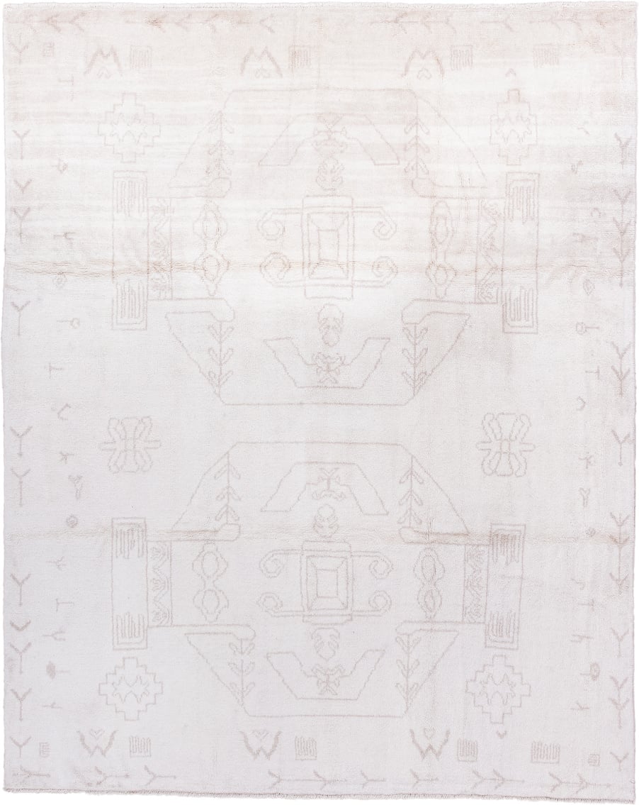 8' x 10' one-of-a-kind handmade vintage Moroccan large size rug. Color palette: ivory, blush, taupe, cream, pink, beige