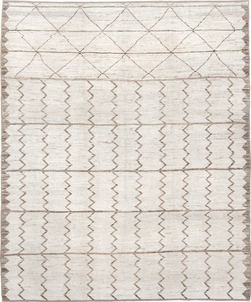 8' x 9' one-of-a-kind handmade vintage Tulu rug. Color palette: black, dark gray, dim gray, gainsboro, gray, light gray