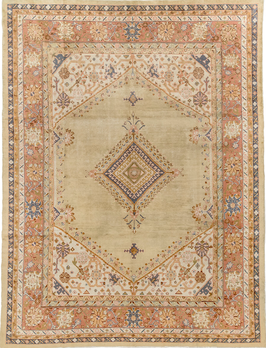 8' x 11' one-of-a-kind handmade vintage Sivas large size rug. Color palette: brown, gray, off-white, orange, saddle brown
