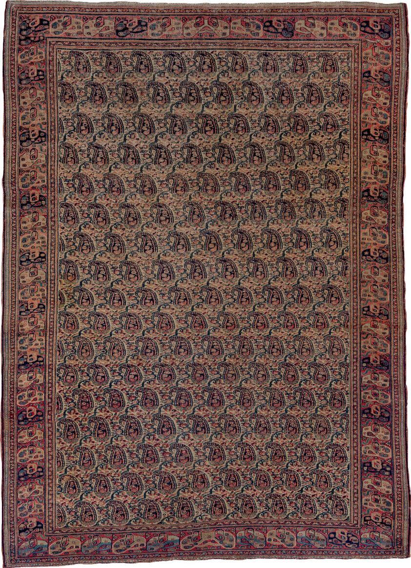 5' x 6' one-of-a-kind handmade vintage Khorassan rug. Color palette: black, blue, brown, charcoal, dark gray, dim gray, gray