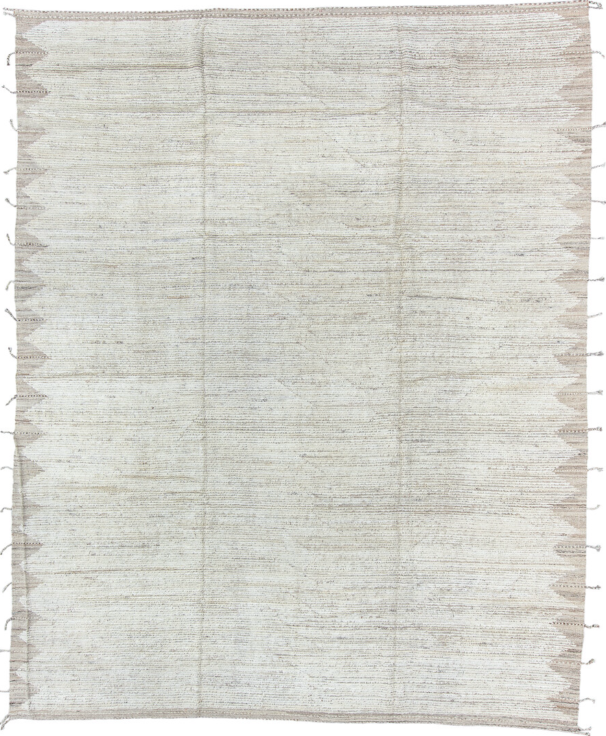 9' x 11' one-of-a-kind handmade vintage Tulu large size rug. Color palette: dark gray, gainsboro, gray, light gray