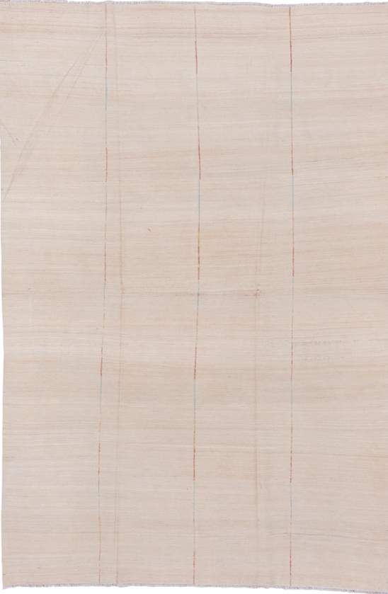 6' x 10' one-of-a-kind handmade vintage Kilim large size rug. Color palette: dark gray, gray, light gray, off-white, pink