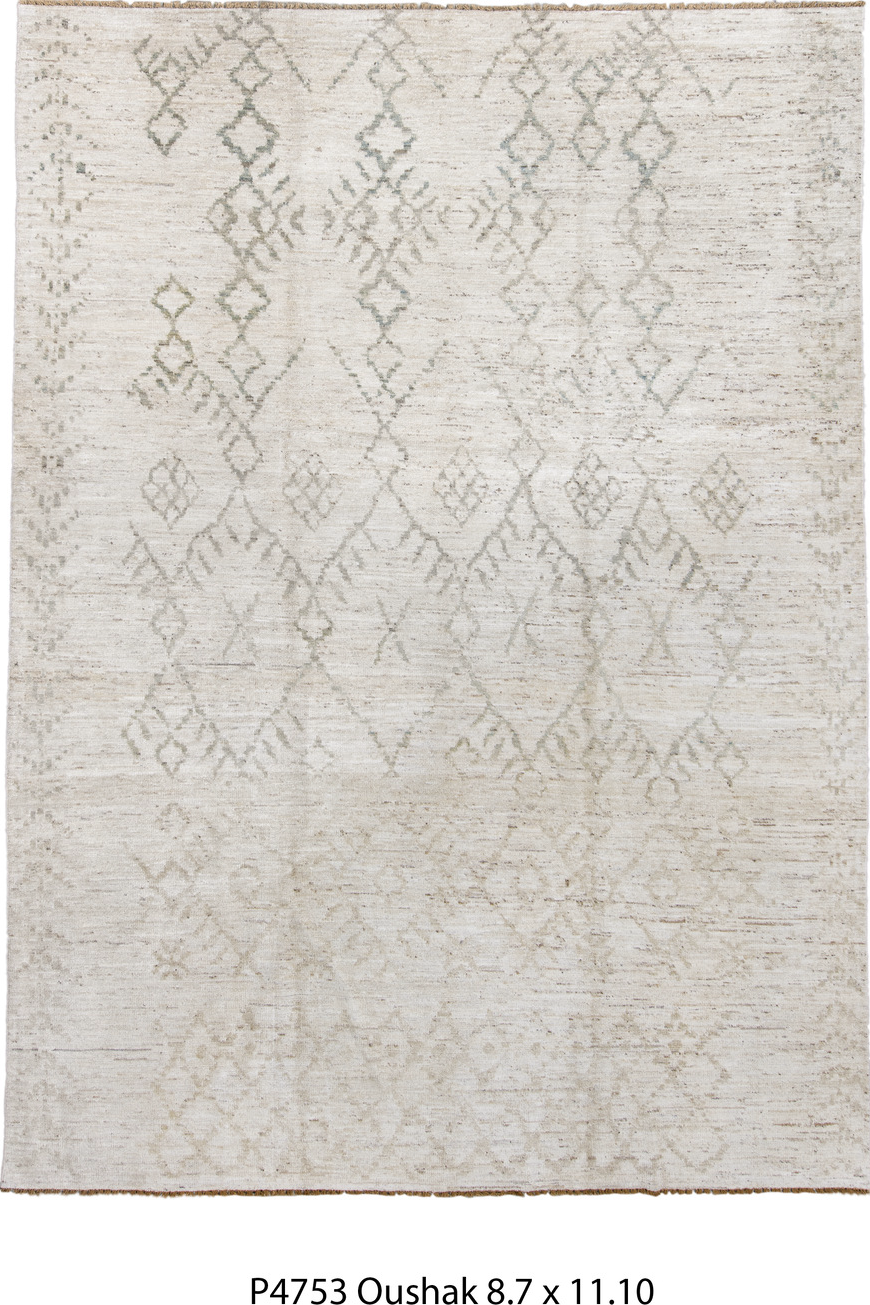 8' x 11' one-of-a-kind handmade vintage Oushak large size rug. Color palette: brown, gainsboro, gray, light gray, linen