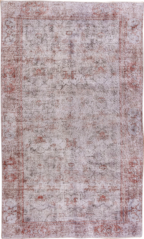 5' x 8' one-of-a-kind handmade vintage Sparta medium size rug. Color palette: brown, dim gray, gray, light gray, off-white