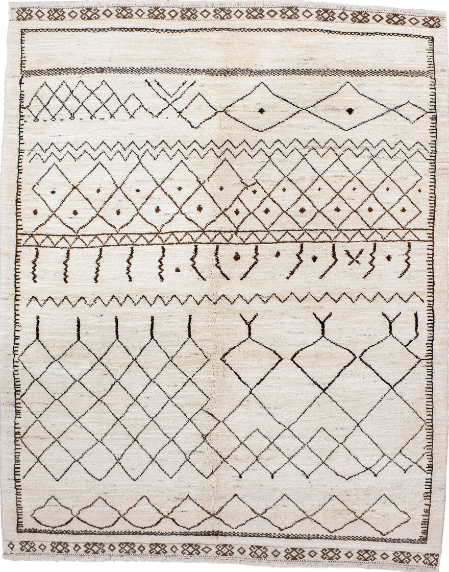 5' x 6' one-of-a-kind handmade vintage Moroccan rug. Color palette: antiquewhite, black, blue, brown, burlywood, dark gray