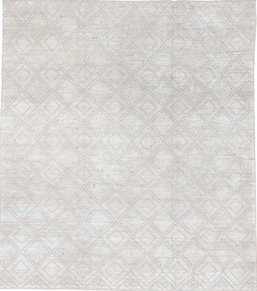 8' x 10' one-of-a-kind handmade vintage Tulu large size rug. Color palette: black, charcoal, dark gray, dim gray, gainsboro