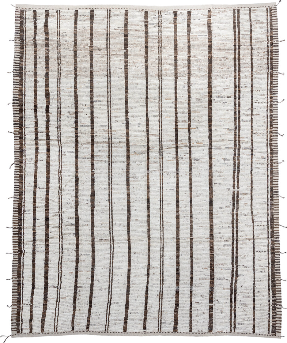 11' x 13' one-of-a-kind handmade vintage Tulu oversize rug. Color palette: black, brown, dark gray, gainsboro, gray
