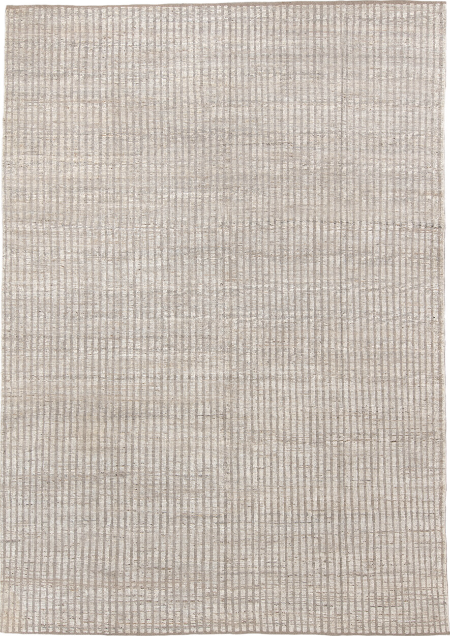 8' x 12' one-of-a-kind handmade vintage Tulu large size rug. Color palette: antiquewhite, gray, light gray, linen, off-white