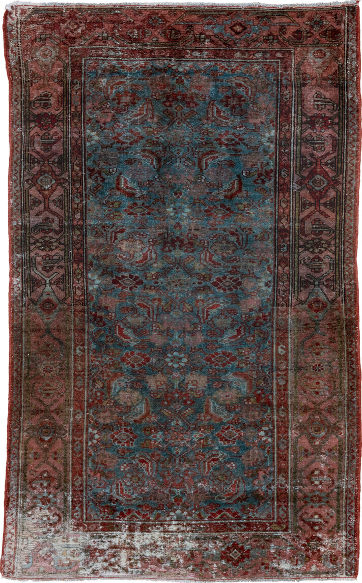 3' x 5' one-of-a-kind handmade vintage Malayer small size rug. Color palette: black, brown, charcoal, dim gray, gray