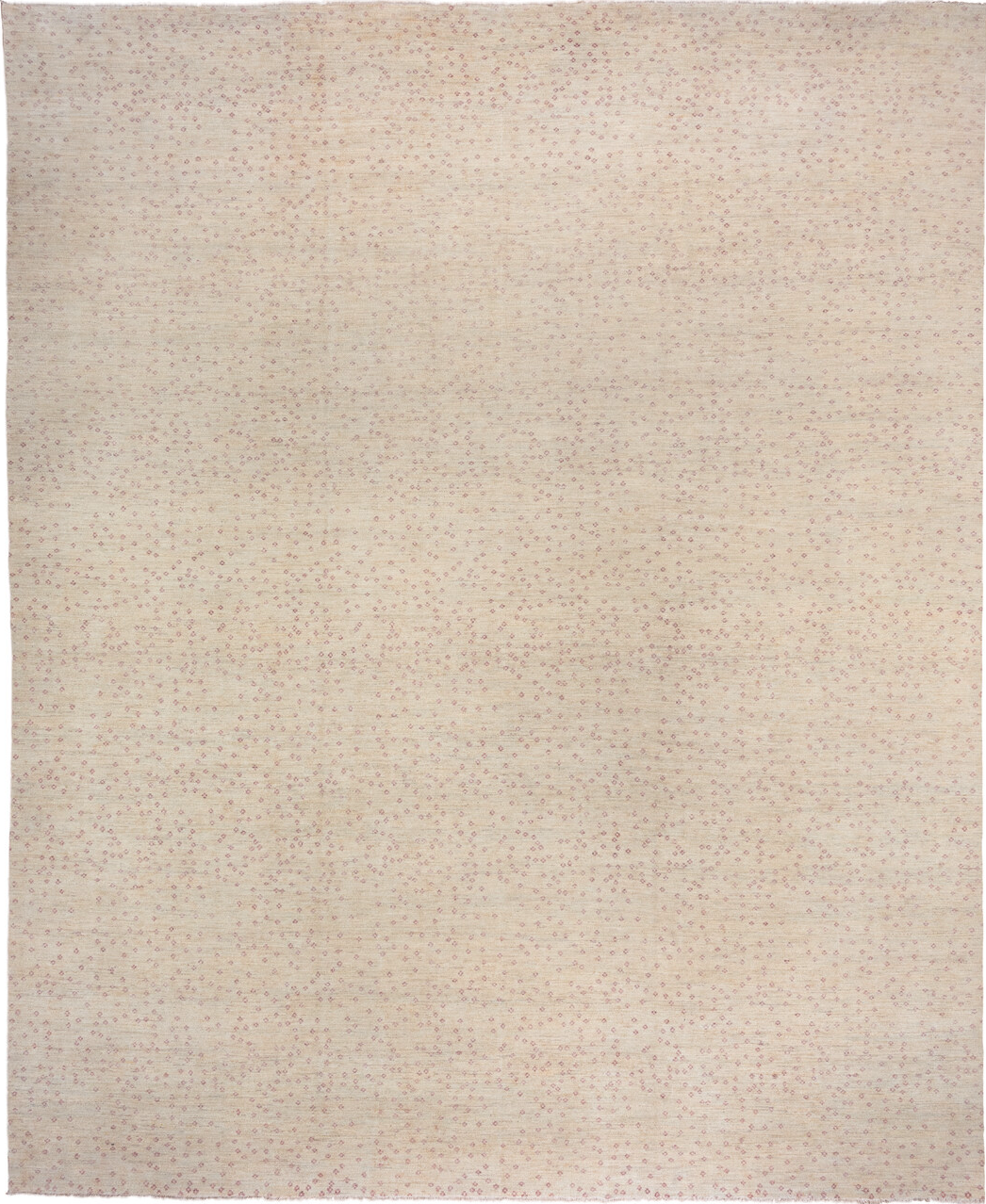 14' x 16' one-of-a-kind handmade vintage Contemporary oversize rug. Color palette: brown, gray, light gray, off-white