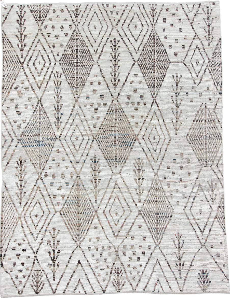 10' x 13' one-of-a-kind handmade vintage Tulu large size rug. Color palette: black, blue, charcoal, dark gray, dim gray