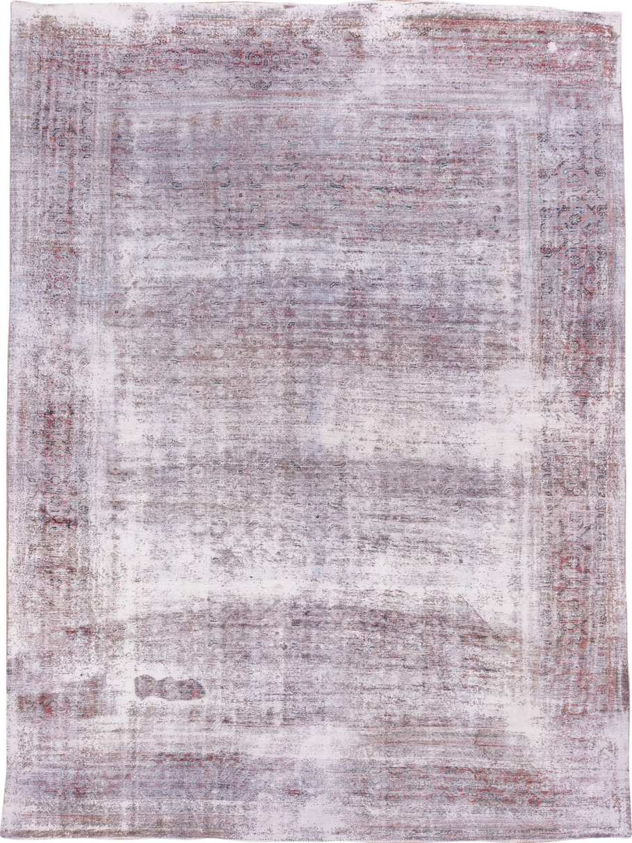 8' x 11' one-of-a-kind handmade vintage Sparta large size rug. Color palette: gainsboro, gray, light gray, off-white, pink