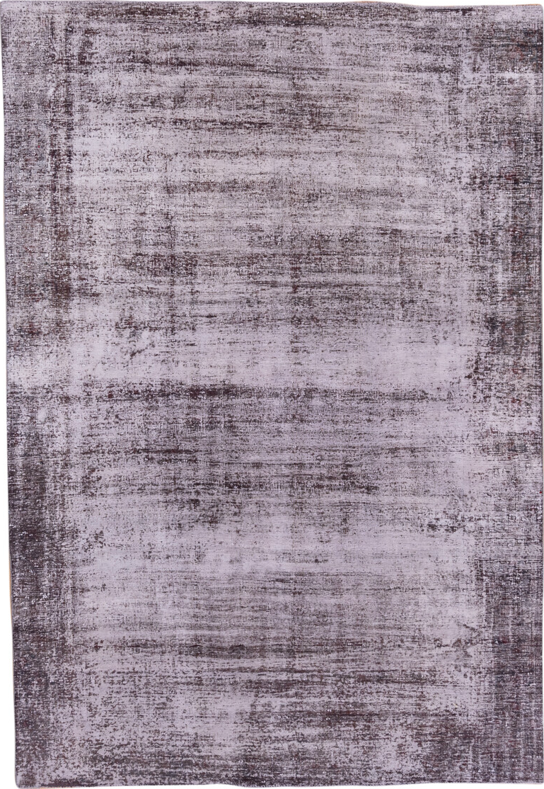 6' x 9' one-of-a-kind handmade vintage Overdyed medium size rug. Color palette: gainsboro, gray, light blue, light gray
