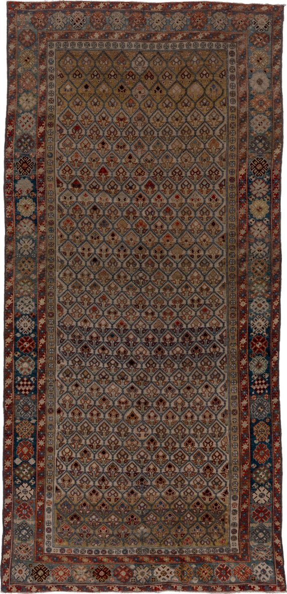 5' x 12' one-of-a-kind handmade vintage NW Persian rug. Color palette: black, brown, charcoal, gray