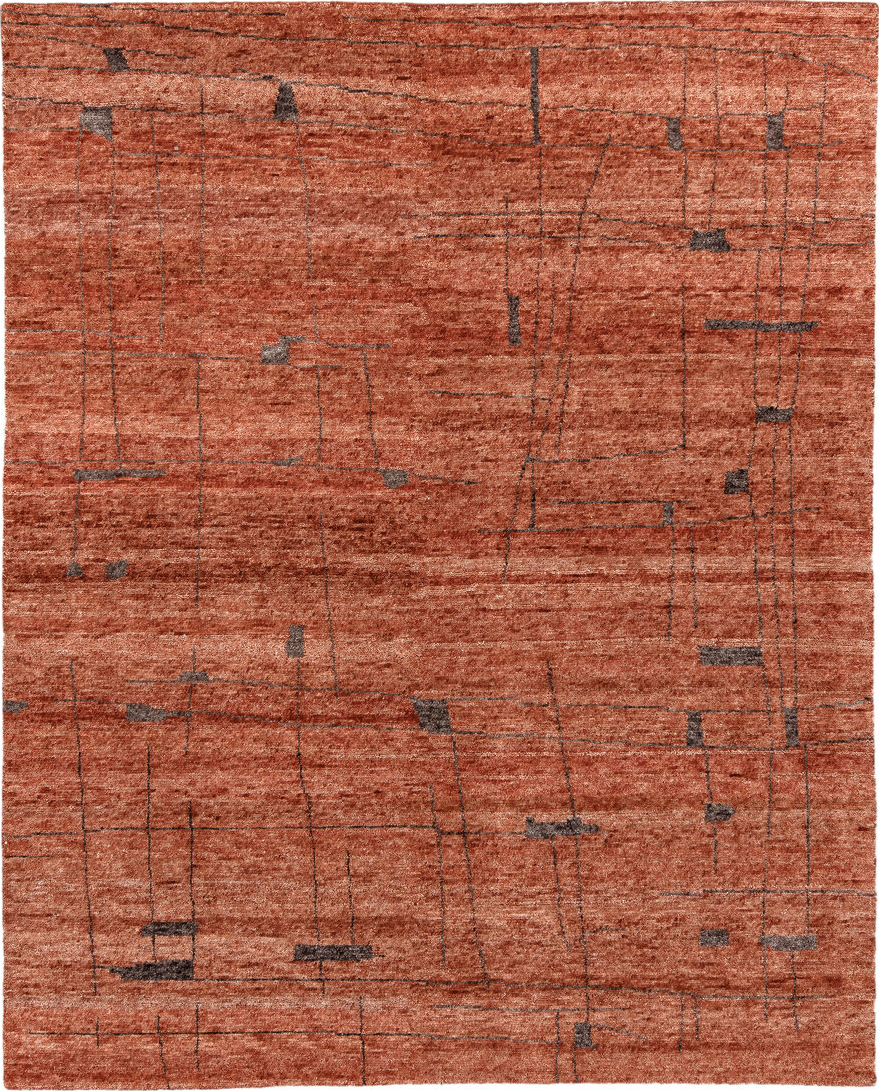 8' x 10' one-of-a-kind handmade vintage Tribeca large size rug. Color palette: pink, brown, gray