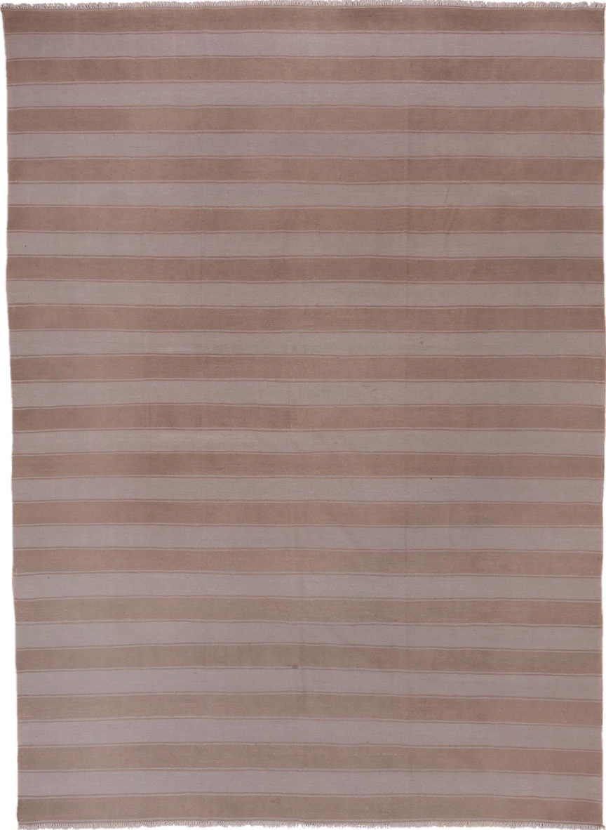 9' x 12' one-of-a-kind handmade vintage Kilim large size rug. Color palette: gray, pink