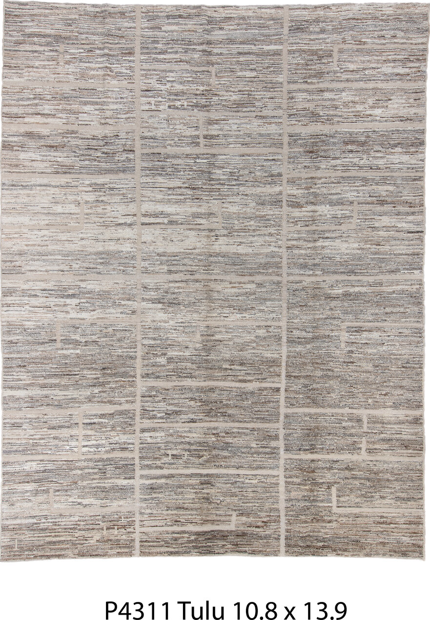 10' x 13' one-of-a-kind handmade vintage Tulu large size rug. Color palette: dark gray, dim gray, gainsboro, gray