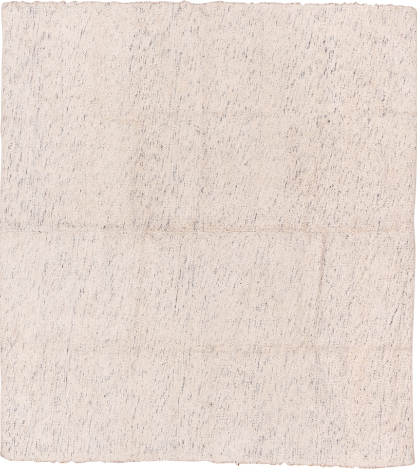 6' x 6' one-of-a-kind handmade vintage Kilim rug. Color palette: gray, lavender blush, light gray, linen, misty rose