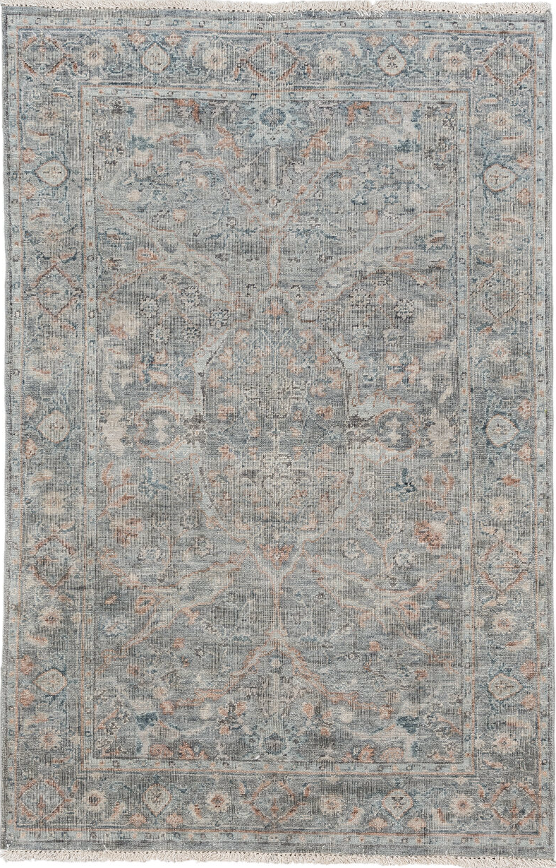 5' x 3' one-of-a-kind handmade vintage Oushak rug. Color palette: dark gray, dim gray, gainsboro, gray, light gray