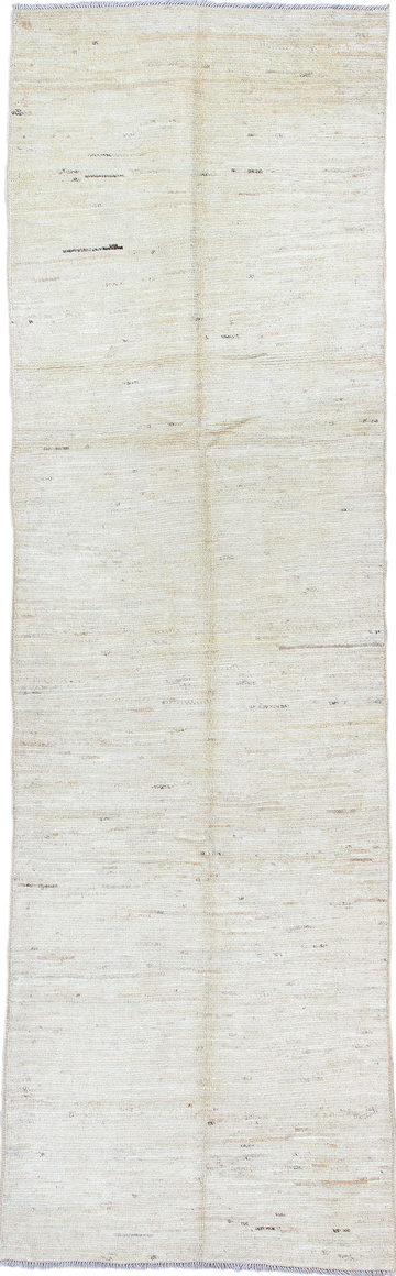 3' x 9' one-of-a-kind handmade vintage Tulu runner rug. Color palette: gainsboro, gray, light blue, light gray, off-white