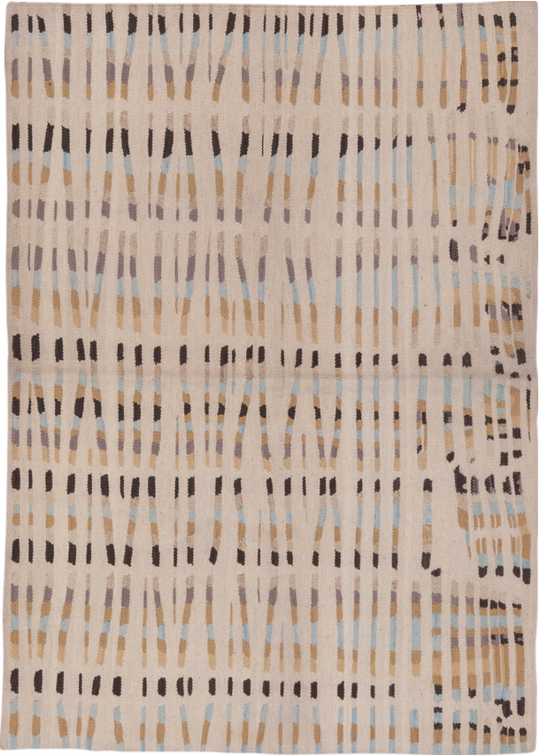 4' x 6' one-of-a-kind handmade vintage Kilim small size rug. Color palette: brown, dark gray, dim gray, gainsboro, gray