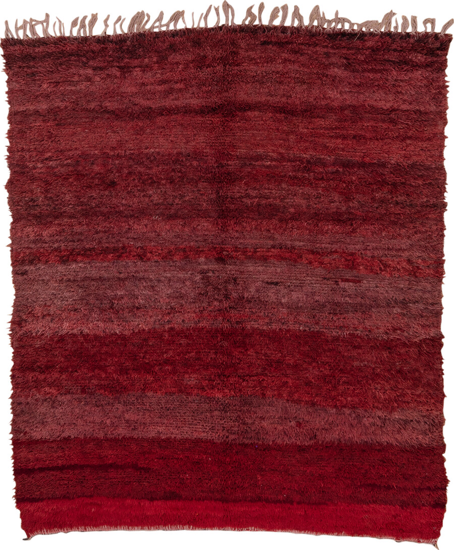 6' x 7' one-of-a-kind handmade vintage Moroccan rug. Color palette: brown, burgundy, gray, light gray, off-white, pink, red
