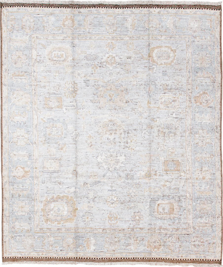8' x 10' one-of-a-kind handmade vintage Tulu large size rug. Color palette: brown, dark gray, dim gray, gainsboro, gray