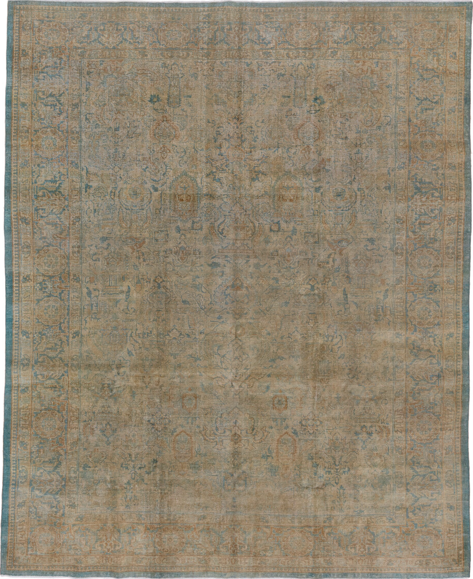 8' x 10' one-of-a-kind handmade vintage Tabriz large size rug. Color palette: brown, gray