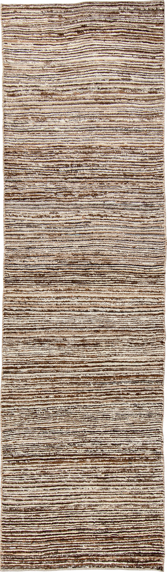 2' x 9' one-of-a-kind handmade vintage Tulu runner rug. Color palette: blue, brown, dark gray, gainsboro, gray, light gray