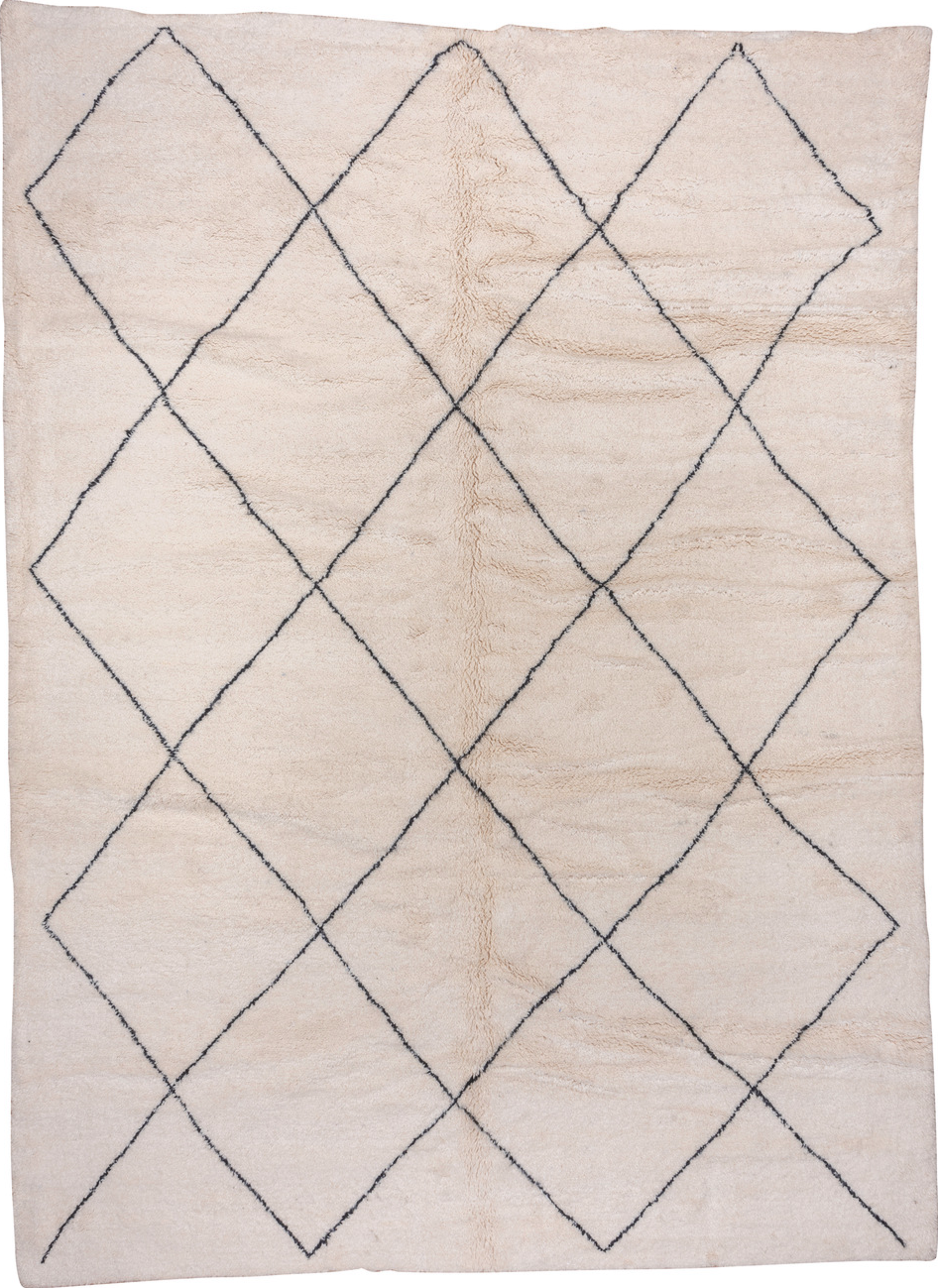 10' x 13' one-of-a-kind handmade vintage Moroccan large size rug. Color palette: antiquewhite, black, dark gray, dim gray