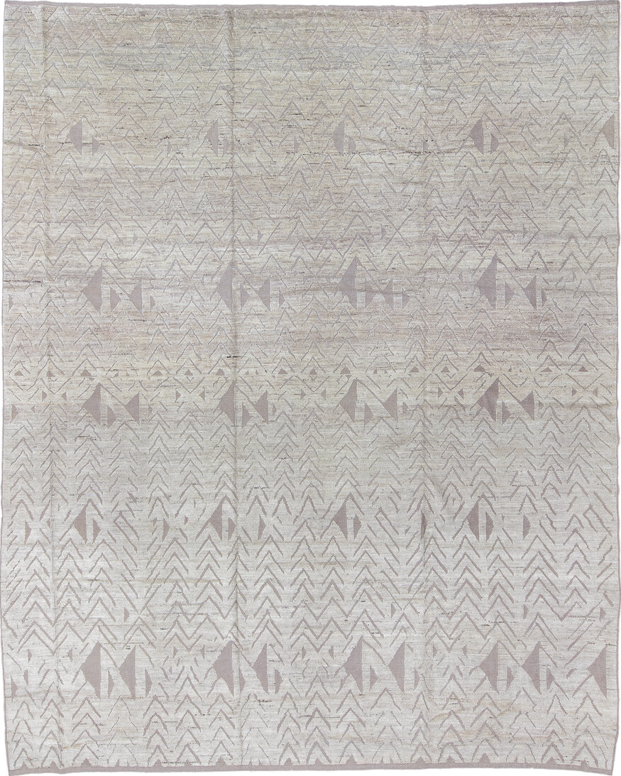 10' x 13' one-of-a-kind handmade vintage Tulu large size rug. Color palette: black, blue, dark gray, gainsboro, gray