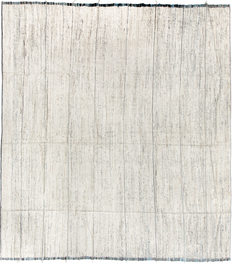 11' x 12' one-of-a-kind handmade vintage Tulu oversize rug. Color palette: black, dark gray, dim gray, gray, light gray