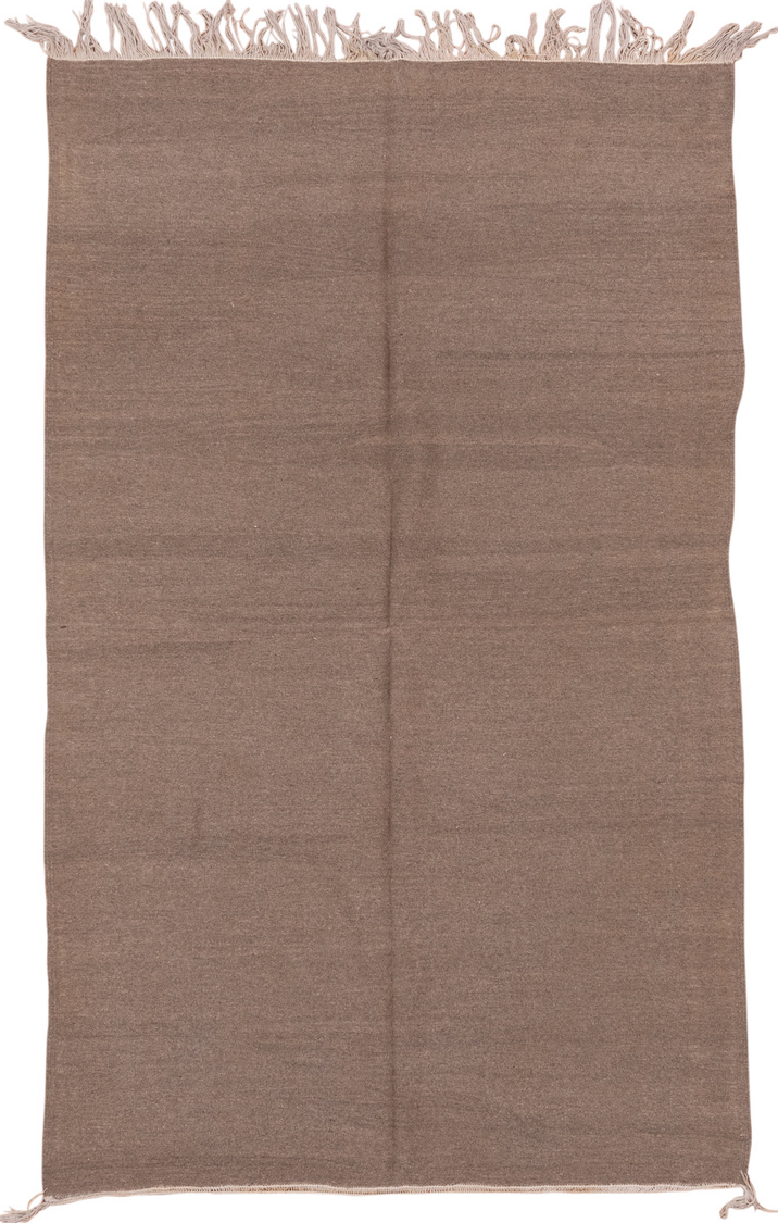 5' x 8' one-of-a-kind handmade vintage Kilim medium size rug. Color palette: pink, off-white, gray, light gray, brown, white